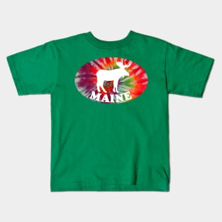 Maine Moose Tie Dye Kids T-Shirt